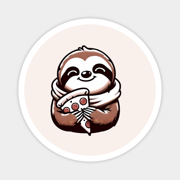 Cute Sloth with a Slice of Pizza Magnet by logiamerch